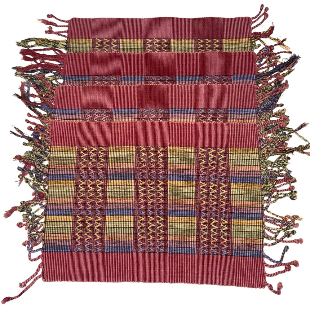 World Market Southwestern Textured Placemats‎ x4 Geometric Aztec Desert Tassels